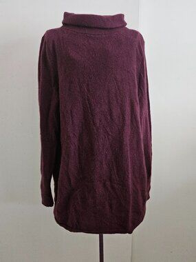 Talbots Petite Maroon/Wine Red Turtle Neck 100% Cashmere Sweater Size Mp